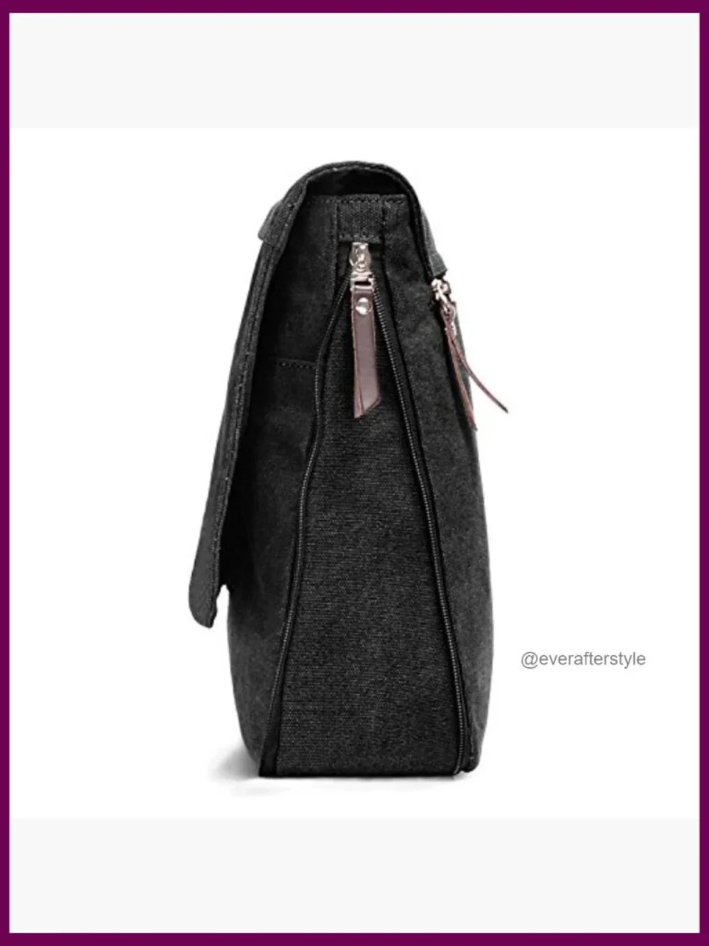 Canvas Leather Messenger Crossbody Bag with Adjustable Strap Organizer